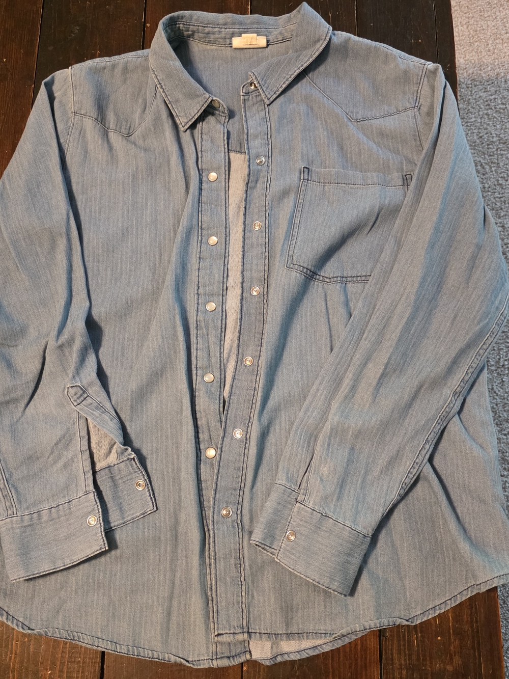 a.n.a Light Blue Denim Button-Down Shirt